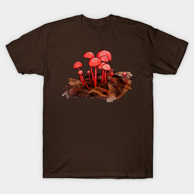 Ruby Bonnet Mushrooms T-Shirt by Heather Dorsch Creations